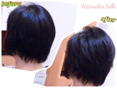 後ろにかき流してメリハリヘアースタイルに☆